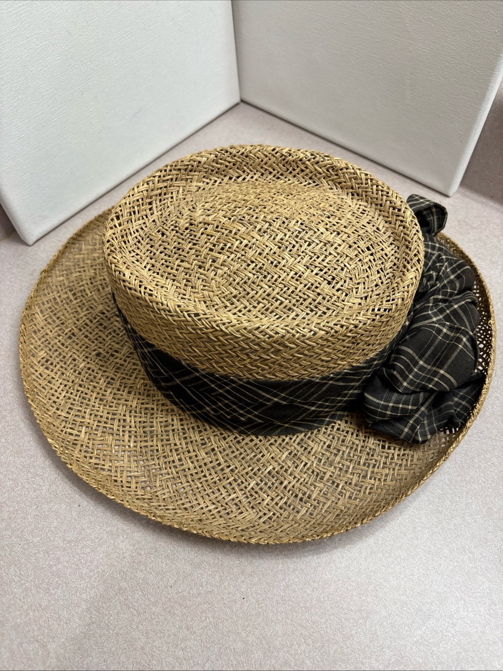 Firethorn Summer Rules Womens Open Weave Straw Hat Floral Print Bow Band Classic